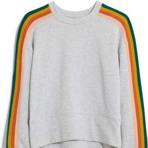 Madewell Cropped Sweatshirt Rainbow Sleeve Stripes